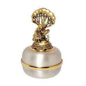 OLSZEWSKI WINTER GIFT JEWELRY TRINKET BOX 24K GOLD FINISH FE OLSZEWSKI 2.5" TALL